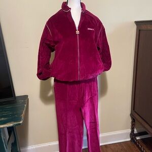 Ellesse Men's Velour Tracksuit in Deep Red